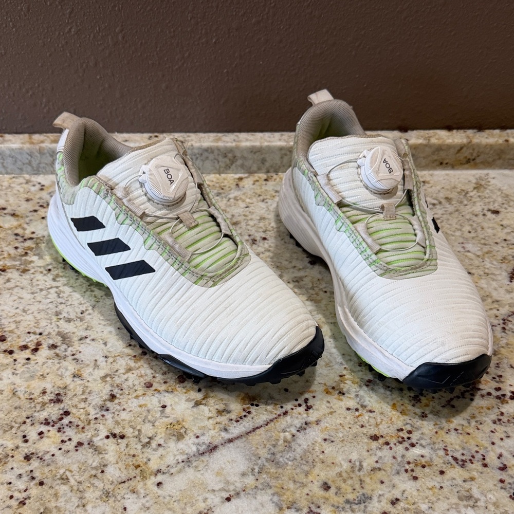 Adidas Boys Golf Shoes - White, Black, and Green